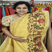 Tusser Aplique Work Saree:TAW05