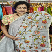 Tusser Aplique Work Saree:TAW02