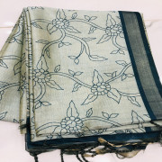 Tusser Kalamkari saree-TKLS13