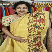 Tusser Aplique Work Saree:TAW05