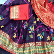 Fusion saree, Maslin Jamdhani with Gadwal-FMG08