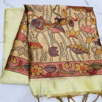 Tusser Kalamkari saree-TKLS11