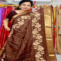 Chinon Crepe Checks Saree-CHCS03