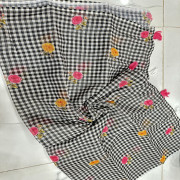 Vintage Linen Checks saree-VLCH05