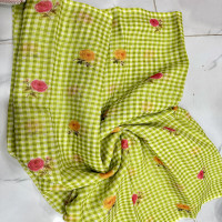 Vintage Linen Checks saree-VLCH06