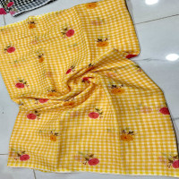 Vintage Linen Checks saree-VLCH07