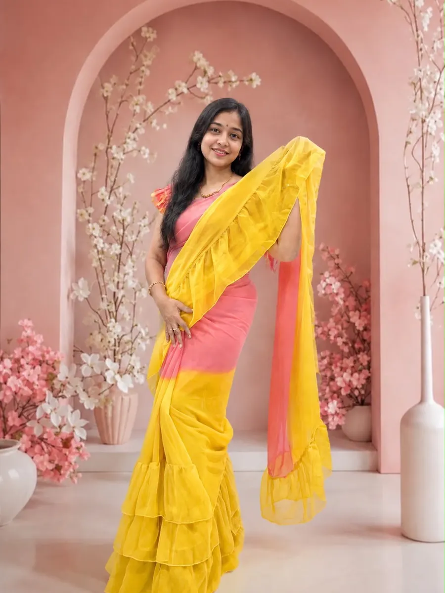 Ruffle saree