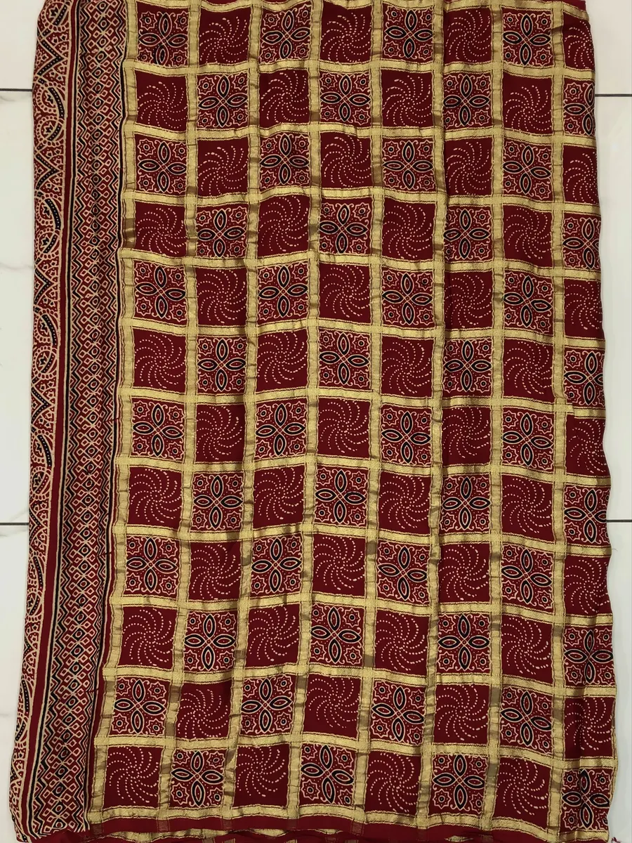 Model Silk Ajhrakh Sarees