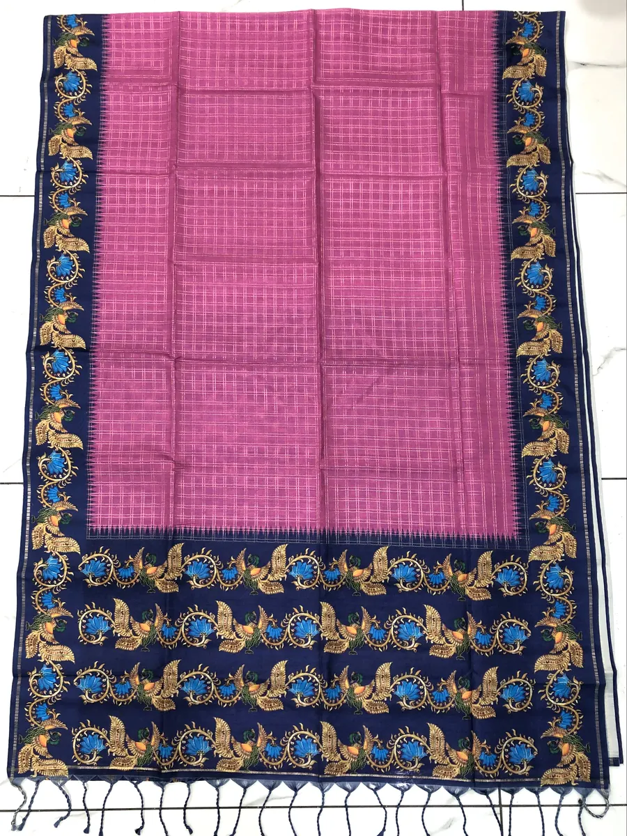 Tanjore Paint Khadi Pattu Sarees