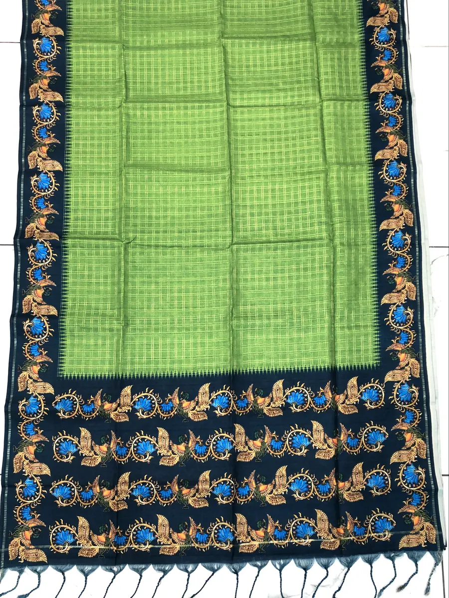 Tanjore Paint Khadi Pattu Sarees