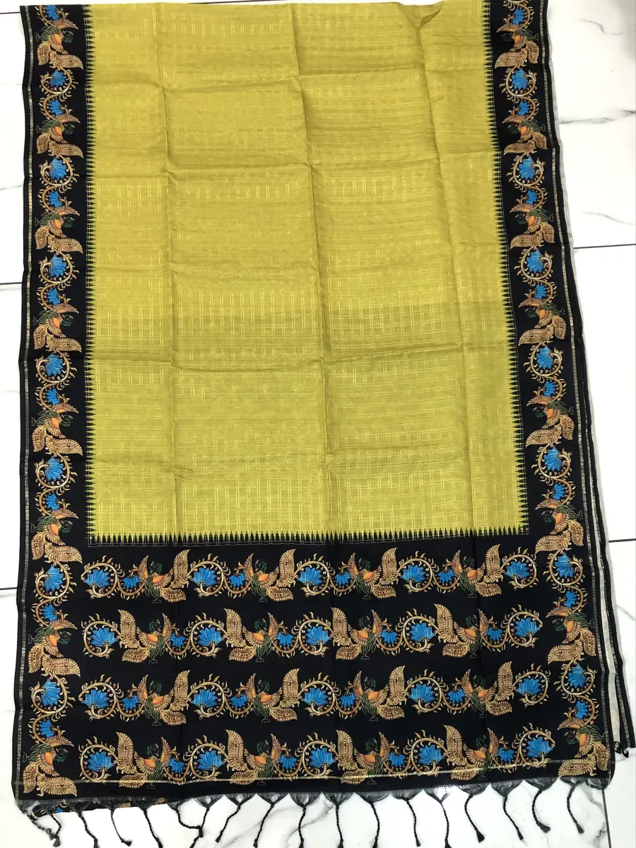 Tanjore Paint Khadi Pattu Sarees