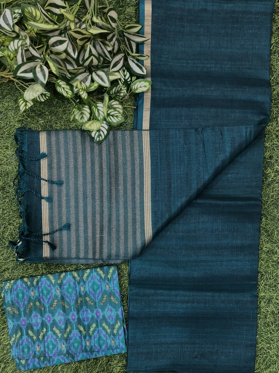 Plain Desi Tusser Sarees
