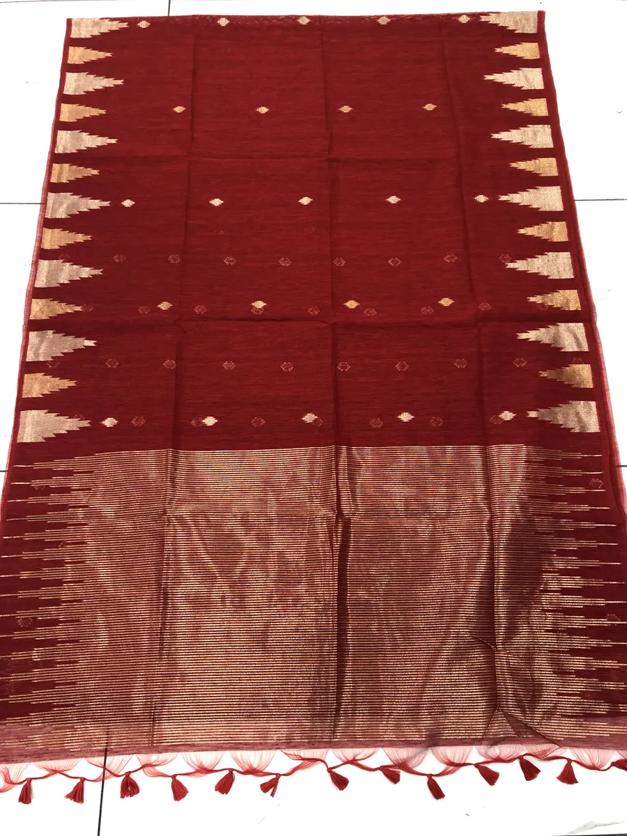 Linen Tusser Jamdhani Saree