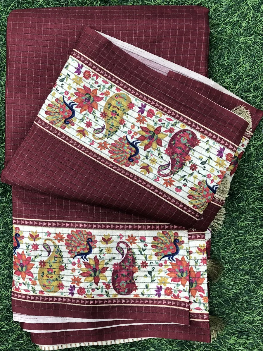 Tusser Checks Sarees