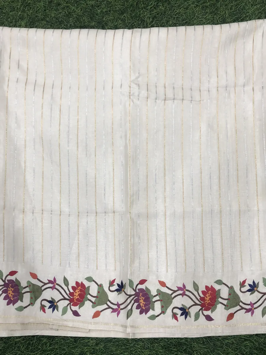 Tusser Parcy Work Saree