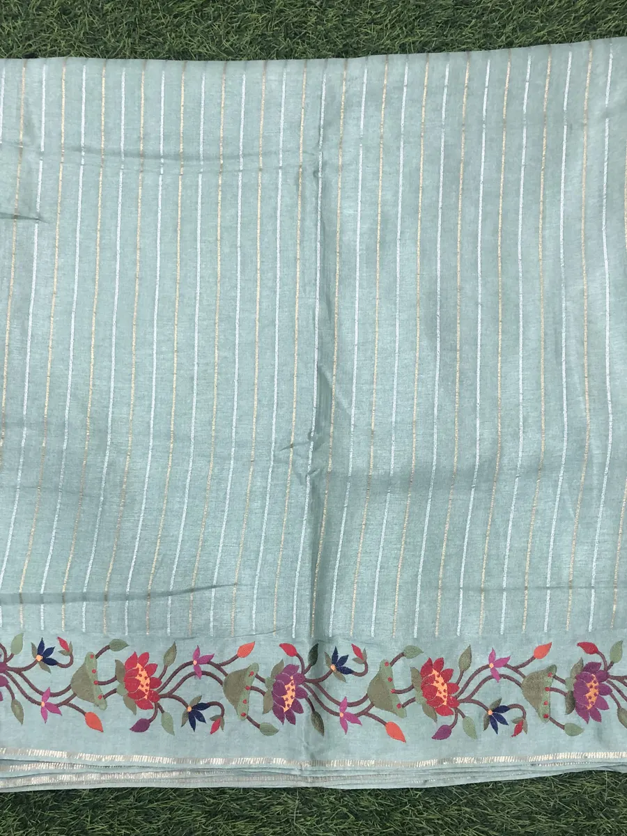 Tusser Parcy Work Saree