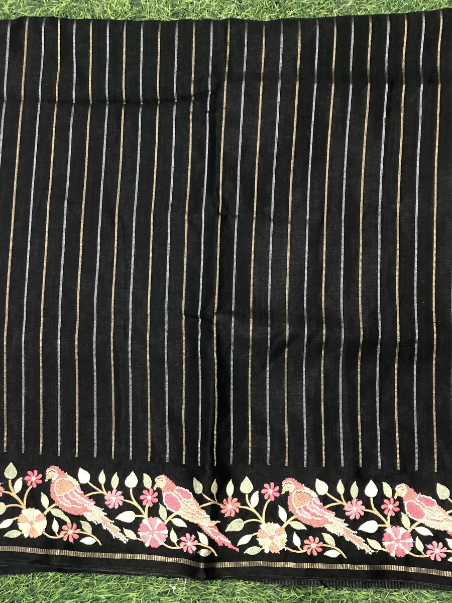 Tusser Petite Point Work Saree