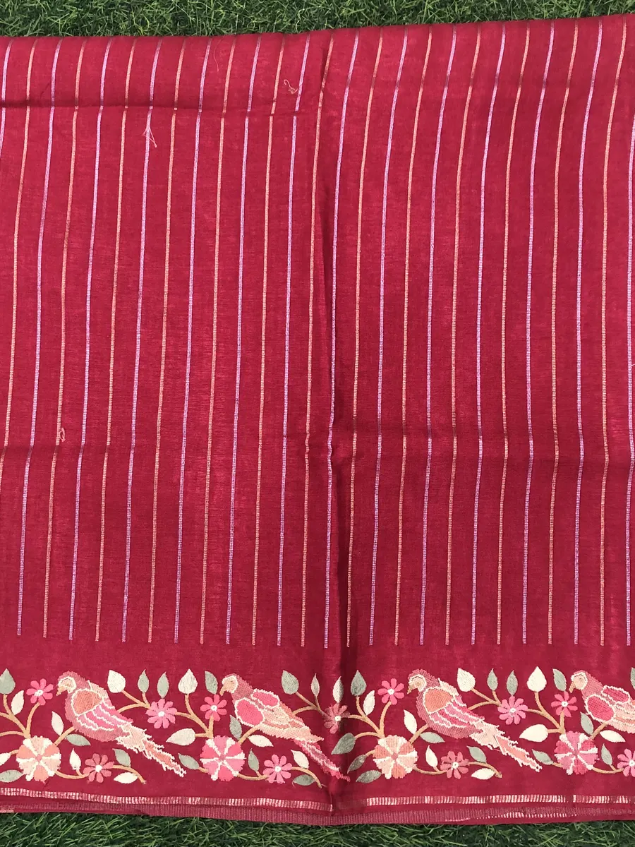 Tusser Petite Point Work Saree