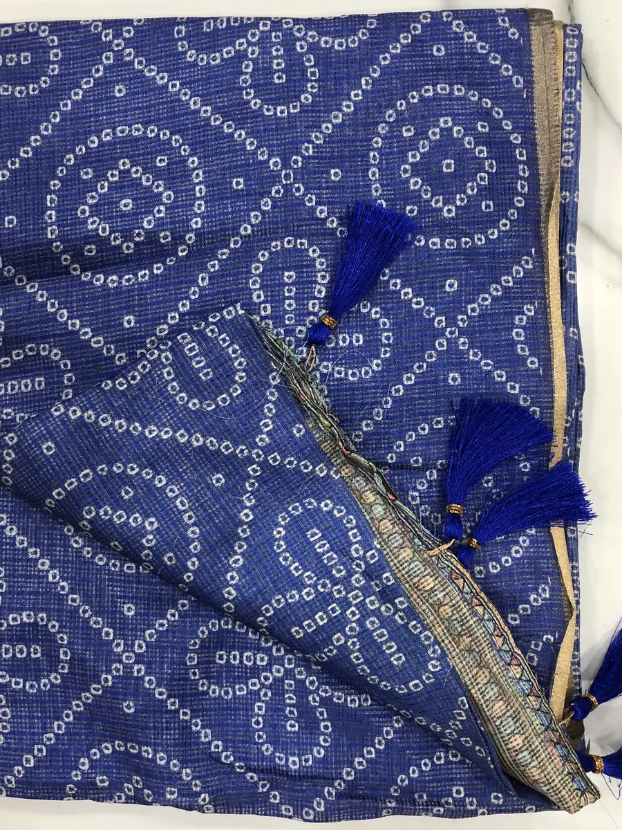 Silk Kota Tissue Bandhini Sarees
