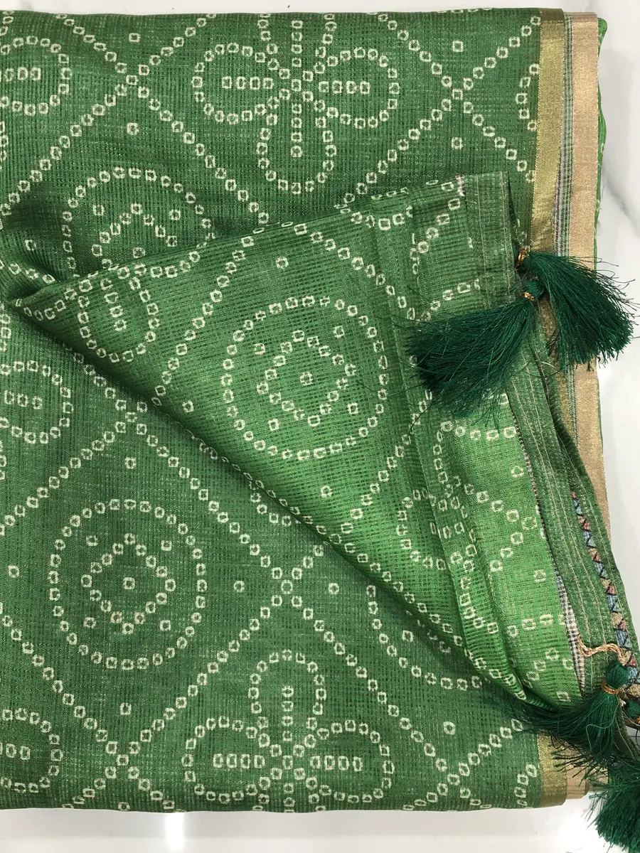 Silk Kota Tissue Bandhini Sarees